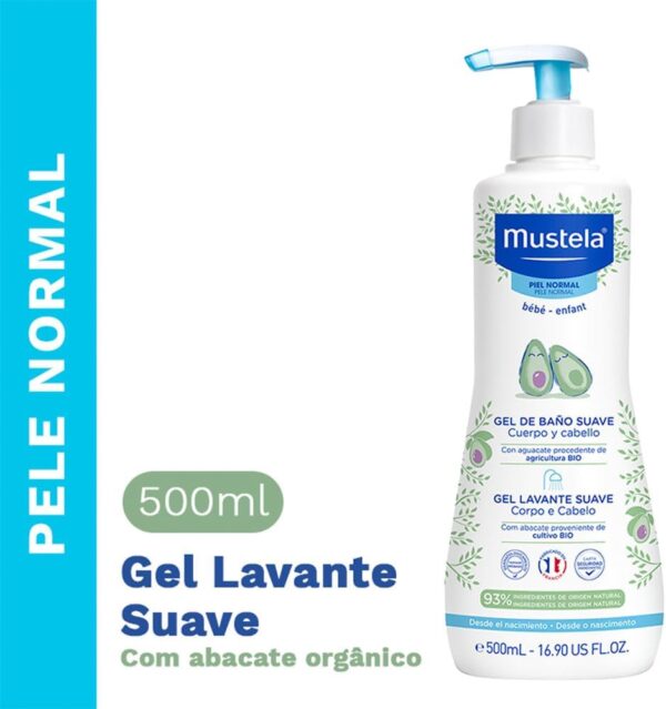 Mustela Gel Lavante Suave 500ml - Sabonete Líquido Corpo e Cabelo para bebês e crianças – feito com 93% de ingredientes de origem natural - Image 3