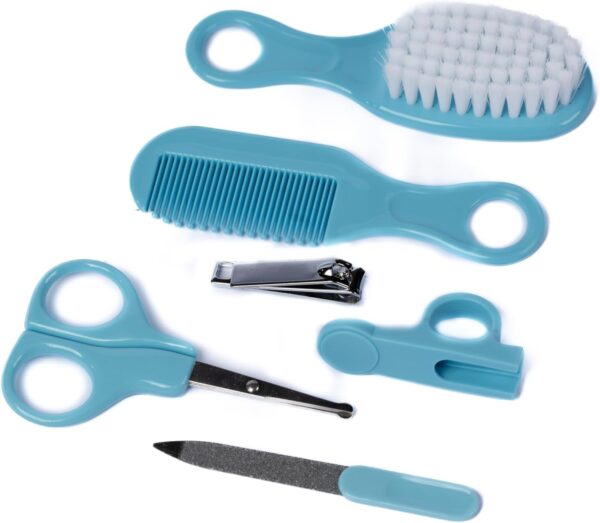 Kit de Higiene 6 Peças Baby Pente Escova de Cabelo Cortador de Unha e Lixa Cuidados Essenciais para Bebê (Azul) - Image 4