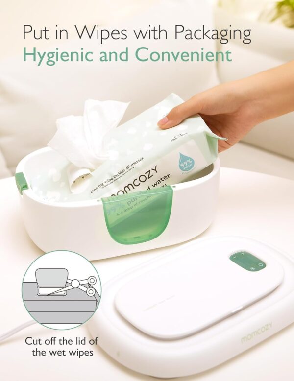 Momcozy Aquecedor de lenços de bebê, design inovador de mola, dispensador de lenços de grande capacidade, aquecimento rápido e uniforme, 4 modos de controle de aquecimento de temperatura, aquecedor de - Image 7