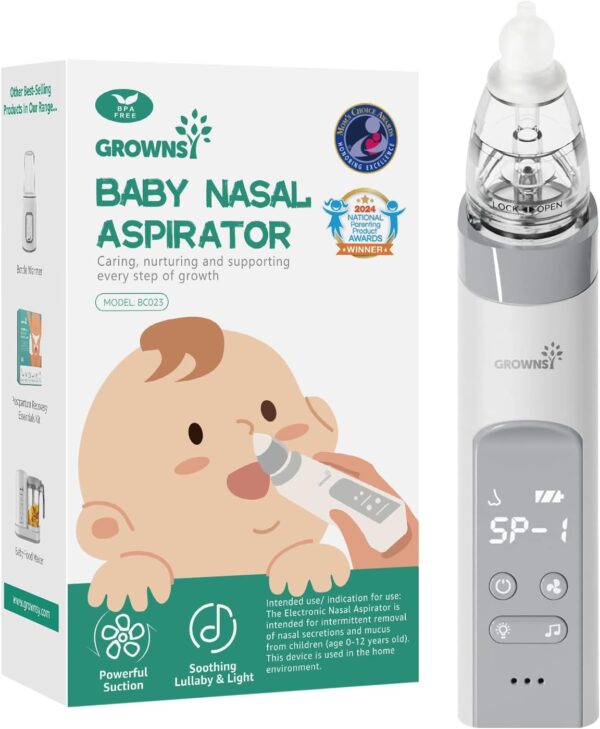 Aspirador nasal para bebês | Sugador de nariz de bebê | Sugador de focinho para bebês – Limpador de nariz de bebê, sucção automática para bebês, recarregável, com função de música e leve e calmante