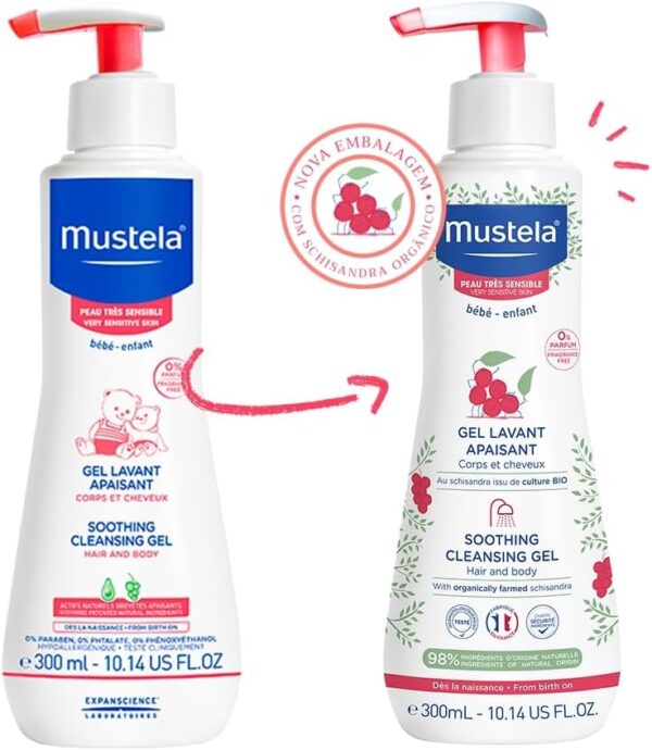 Mustela Gel Lavante Calmante 300ml para Pele Muito Sensível ou Sensibilizada – Sabonete Líquido Corpo e Cabelo para Bebês e Crianças - Sem fragrância - feito com 98% de ingredientes de origem natural - Image 7