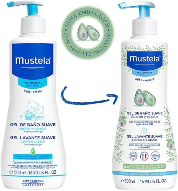 Mustela Gel Lavante Suave 500ml - Sabonete Líquido Corpo e Cabelo para bebês e crianças – feito com 93% de ingredientes de origem natural - Image 4