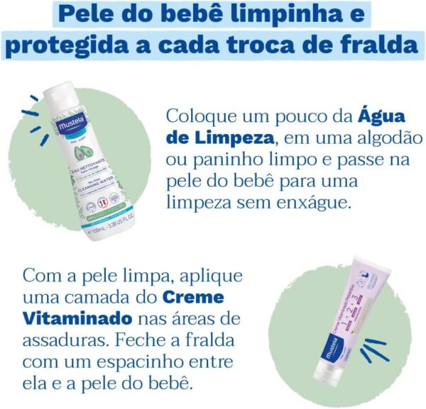 Mustela Kit Essenciais Bebê e Criança - Gel Lavante 200ml + Shampoo Recém-Nascido 150ml + Hydra Bebê 100ml + Água de Limpeza 100ml + Creme Vitaminado Preventivo De Assaduras 54g - Edição limitada - Image 5