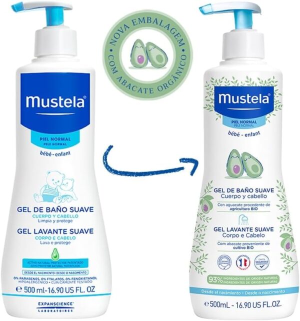 Mustela Gel Lavante Suave 500ml - Sabonete Líquido Corpo e Cabelo para bebês e crianças – feito com 93% de ingredientes de origem natural - Image 6