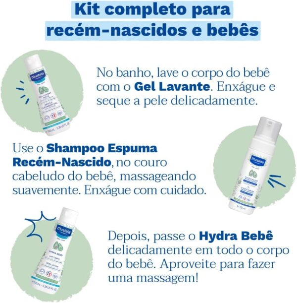 Mustela Kit Essenciais Bebê e Criança - Gel Lavante 200ml + Shampoo Recém-Nascido 150ml + Hydra Bebê 100ml + Água de Limpeza 100ml + Creme Vitaminado Preventivo De Assaduras 54g - Edição limitada - Image 4