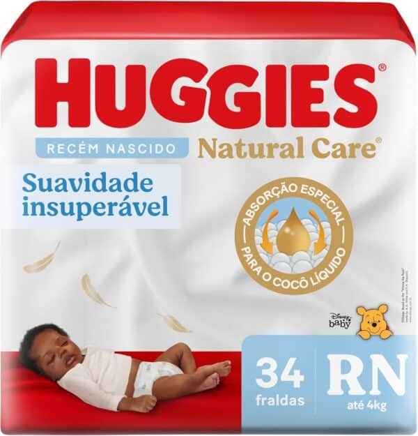 Huggies Fralda Premium Natural Care RN 34 Un (Embalagem pode variar)