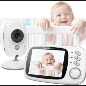 Babá Eletrônica, Câmera para Bebês com Tela de 3.2", Visão Noturna 10M Infravermelha, Áudio Bidirecional, Detecção de Som VOX, Monitoramento Temperatura, Canção de Ninar