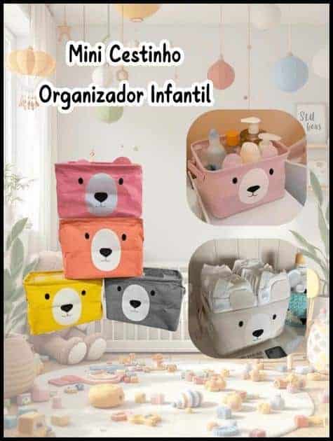 Cesto organizador infantil dobravel feltro linho de Guardar Roupas Brinquedos Fraldas Acessórios
