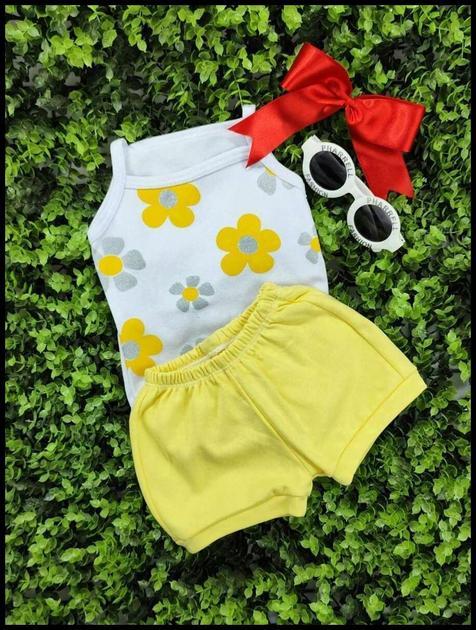 Conjunto Bodie de Alcinha Estampado e Short Bebê Menina 100% Algodão