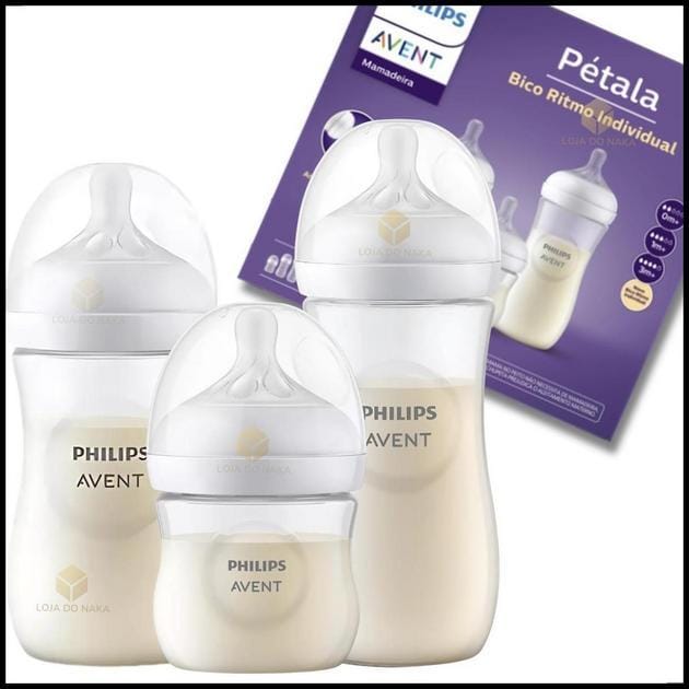 Kit 3 Mamadeiras Avent Pétala Anticólica 125 260 330 Ml Philips Avent