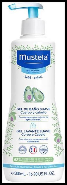Mustela Gel Lavante Suave 500ml - Sabonete Líquido Corpo e Cabelo Infantil - 93% de Ingredientes de Origem Natural - Seguro Desde o Nascimento