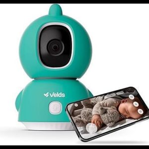 Babá Eletrônica Wi-Fi Velds, Visão Noturna, Detecção de Choro, Sensor de Temperatura, Áudio Bidirecional, Armazenamento até 256GB, Câmera Monitor de Bebê com Capinha Verde Dragão