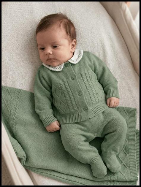 Dubabi Baby Conjunto Saída Maternidade Menino P 4 Peças 1 a 3 Meses