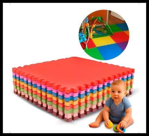 Kit 10 Tapete Tatame Eva Linha Premium Bebê 50x50x1cm 10mm Coloridos Lisa