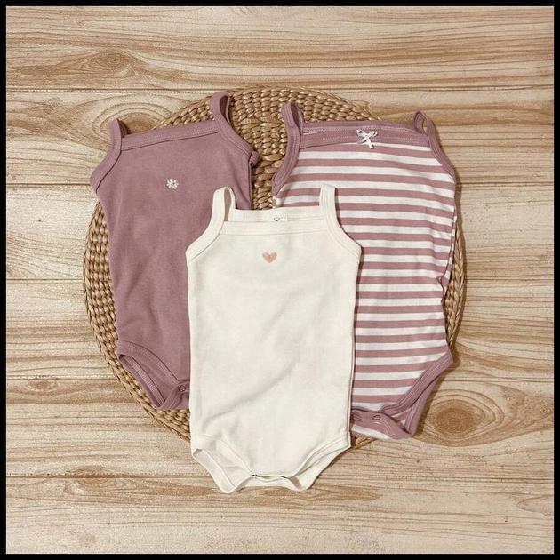 Kit 3 Body alcinha regata bebê menina menino renda algodão