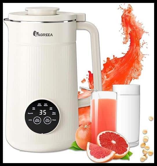 Máquina de fazer leite de nozes IAGREEA 8 em 1, máquina de leite de soja de 1000 ml, aveia, soja, bebidas à base de plantas e sem lactose, liquidificador de bancada Keep Warm 2H, 10 lâminas, início de