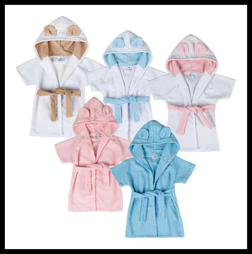 Roupão De Banho Infantil Com Capuz Para Bebê 1 A 12 Meses