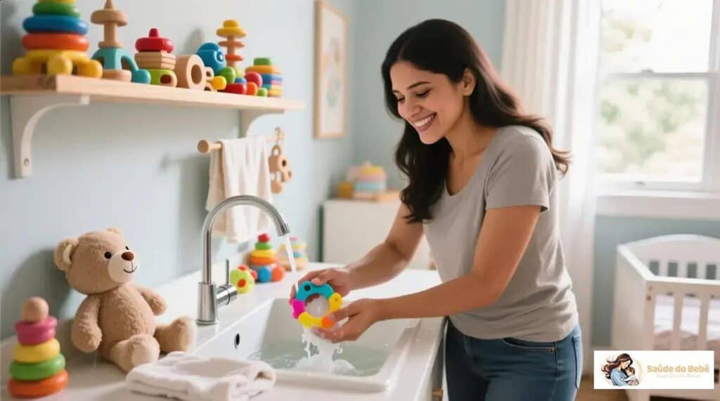 higienizar brinquedos do bebê: 7 métodos seguros que pediatras aprovam hoje