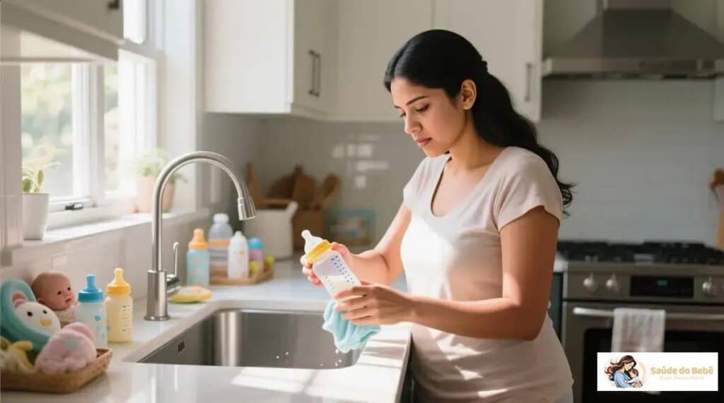 limpeza de mamadeira e bicos: método rápido e seguro que pediatras aprovam