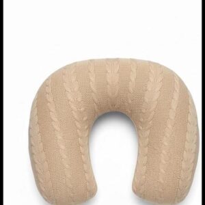 Almofada de Amamentação em Tricô, 45x37x13cm, Formato U Anatômico, Enchimento Siliconado, Hipoalergênico (Bege Claro)