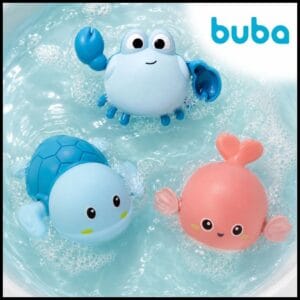 Brinquedo de Banho a Corda Buba Bebê Tartaruguinha Que Nada Sozinha Baleia Caranguejo Banheira
