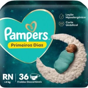 Fralda Pampers Primeiros Dias Tamanho RN (Até 4 kg), 36 Unidades