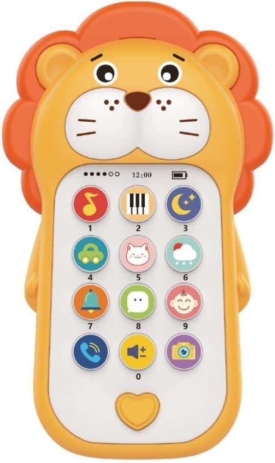 Brinquedo Educativo Para Bebê Mordedor Telefone Musical Interativo Com Luz Leão Maxi Baby