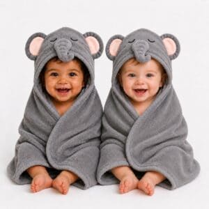 Toalha De Banho/Manta Infantil Com Capuz Bichinho Bordado 80x80cm, Ideal Pós-Banho E Presente Maternidade Toque Macio, Absorvente Toalha