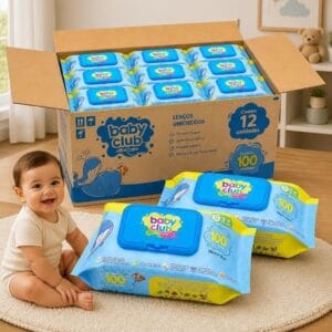 1200 Toalhas – Baby Club Lenço Umedecido Aloe Vera Caixa com 12 Pacotes 100un