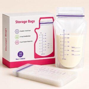 Saco Coletor de Leite Materno 250ml com Duplo Selo Antivazamento | Pacote com 30un - PREMIUM