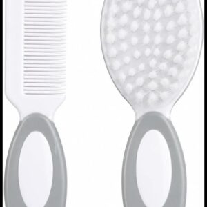 Kit Higiene Bebê 2 Peças Escova Pente Pontas Arredondadas Penteado Suave