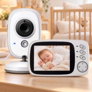 Babá Eletrônica, Câmera Para Bebê, Com Monitor LCD Colorido 3,2”, Visão Noturna, Áudio Bidirecional, Sensor de Temperatura, Modo VOX e