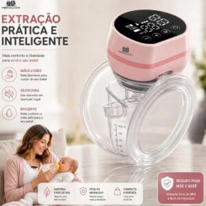 Bomba Tira Leite Materno Elétrica Portátil Extratora Amamentação Mãos Livres Sem BPA Coletor Sugador Bombinha Peito 3 Modos 9 Níveis de