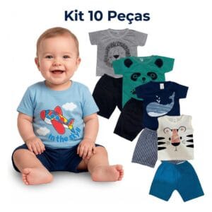Kit 10 Peças Roupa Menino Bebê Conjunto Estampas Divertidas