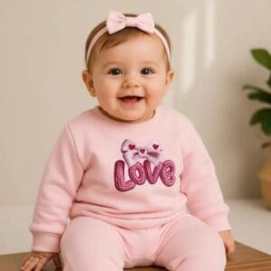 Conjunto Moletom Bebe Menina Love Estampado Calça E Blusa