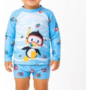 Roupa Banho Bebê Sunga Boxer Blusa Manga Longa Uv50+