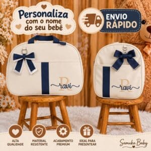 Kit Bolsa Maternidade 2 Peças Com nome do Bebê Menina e Menina