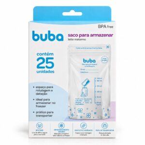 Saco para Armazenar Leite Materno Kit 25 Unidades Saquinho de 200ml Buba 09923