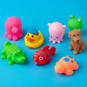 Kit 6/8 Bichinhos Para Banheira Banho Brinquedos Interativos Flutua Na Água Patinho E Peixinho